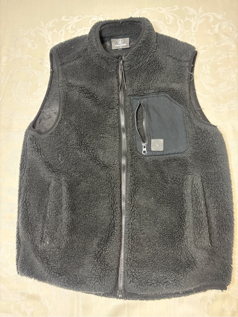 Volcom Black Sherpa Fleece Zip Vest